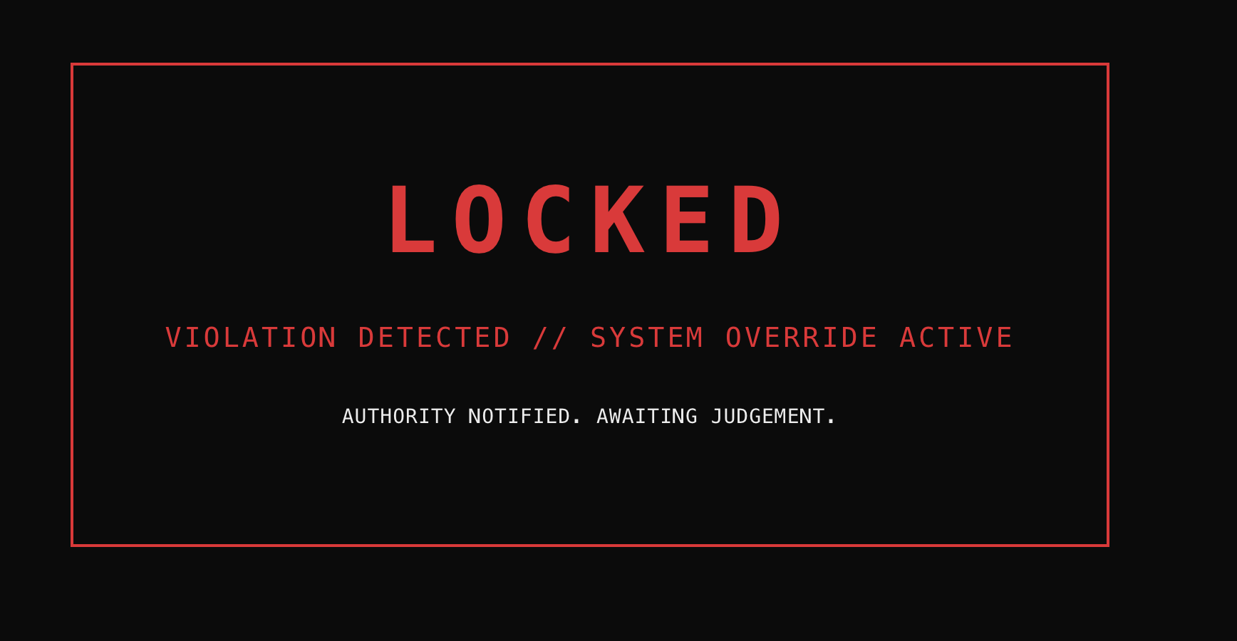 Locked screen showing violation detection